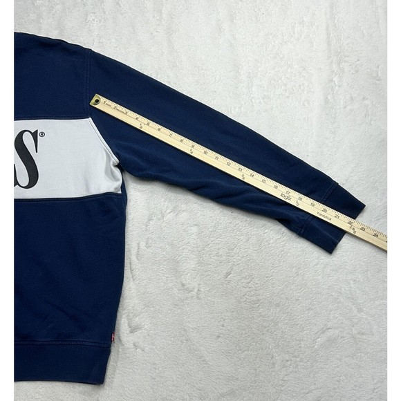 Levi's Navy Blue Large Box Logo Crewneck Sweatshirt Men's Size 2XL - Picture 6 of 7